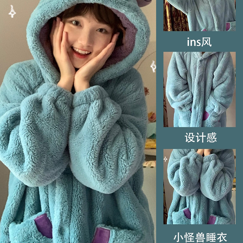 秋冬季新款女士加绒加厚家居服