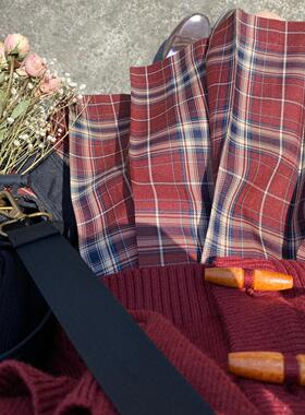 春日部【绛对版】现货原创jk制服正统红色百褶裙学院少女校供感