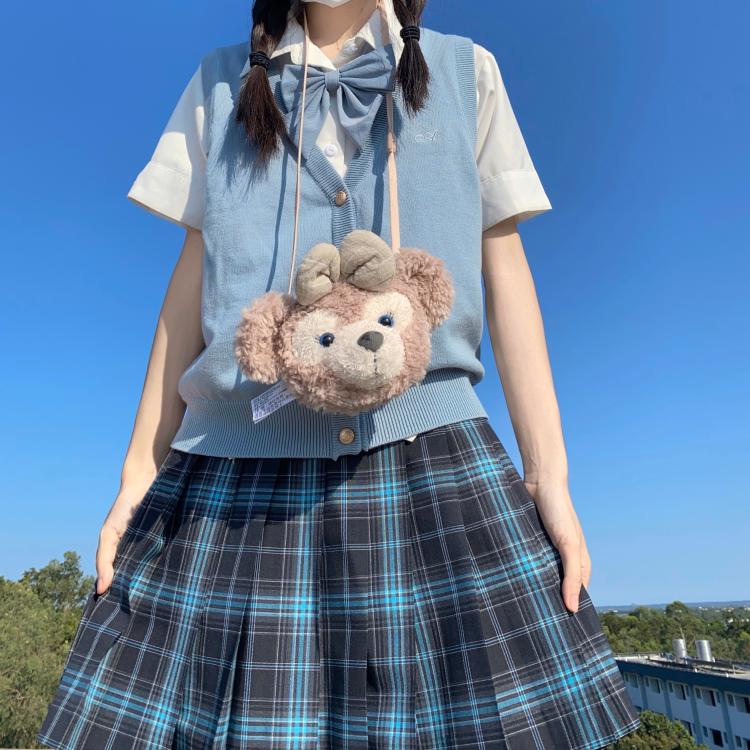 春日部【泠冬夜】现货日本原创格裙羊毛jk制服裙正统少女百褶蓝色