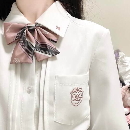 春日部【野川莓莓】原创白色衬衫风琴褶刺绣jk制服少女长短袖春夏