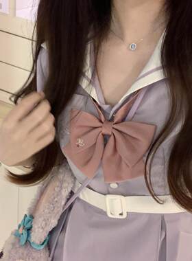 春日部【瑰藤女子】异形襟紫色盛夏服连衣裙jk制服水手少女泡泡袖