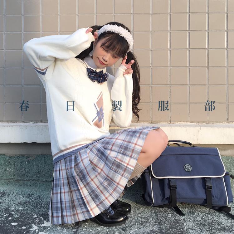 小酸奶原创格裙蓝色现货