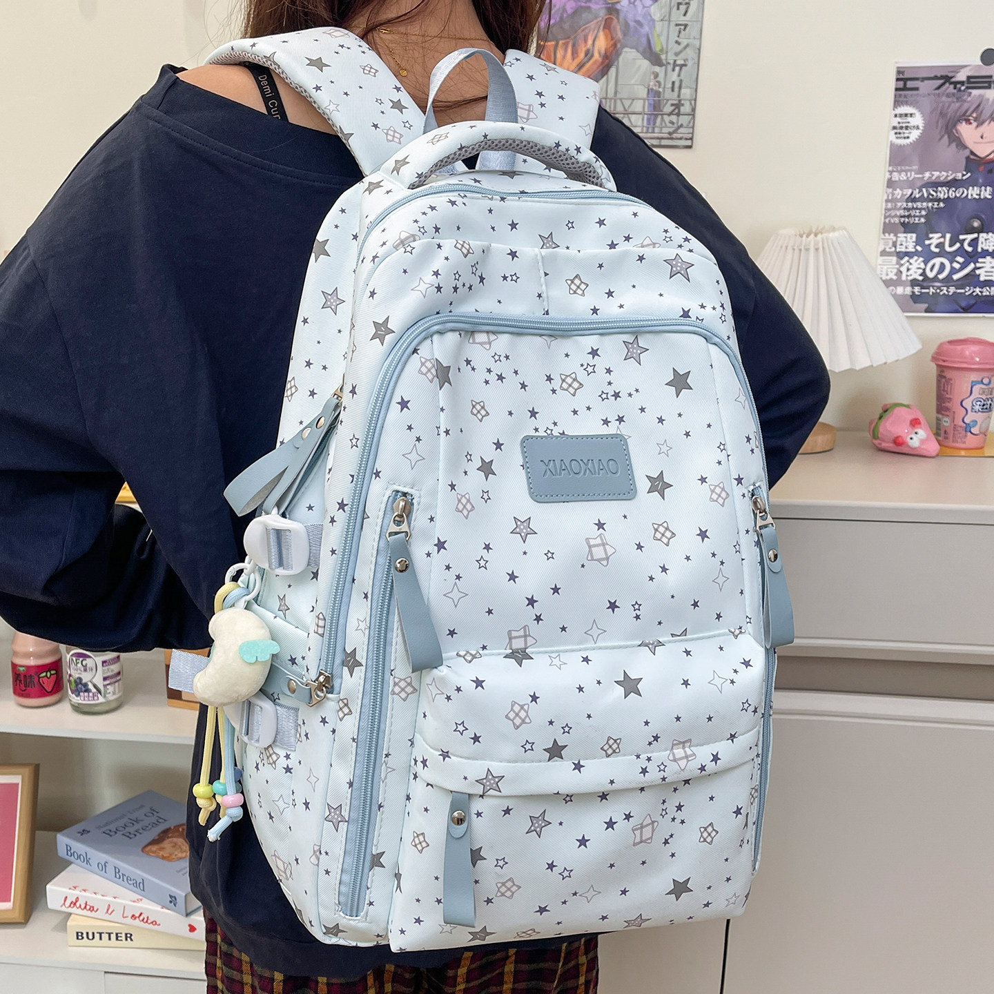 星星书包女初中生高颜值大容量结实耐用高中生双肩包男小学生背包