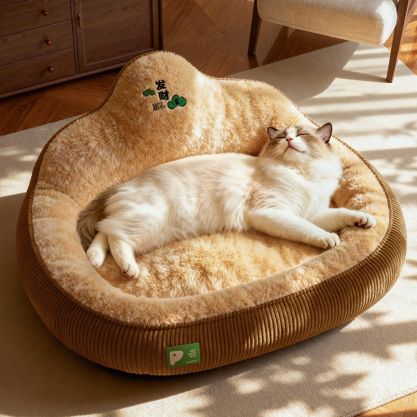 新款秋冬保暖猫窝发财树宠物窝带靠背狗窝睡觉用狗垫子宠物窝玩具