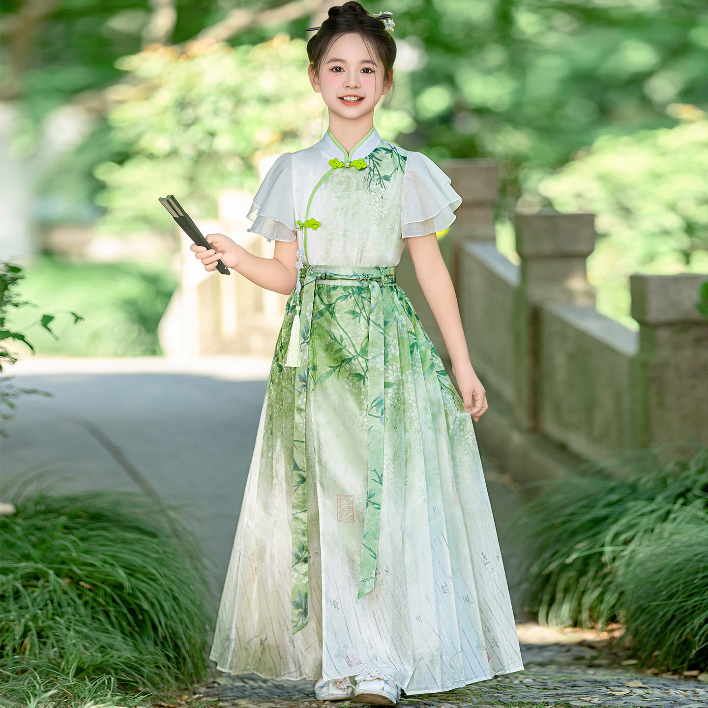 女童马面裙2026新款中大童夏季汉服儿童新中式唐装中国风汉服套装