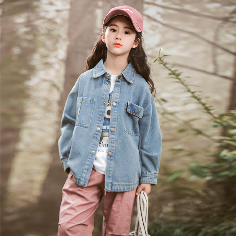 女童牛仔衣2025秋装新款儿童短款超好看时尚6潮流7外套8套装9岁15