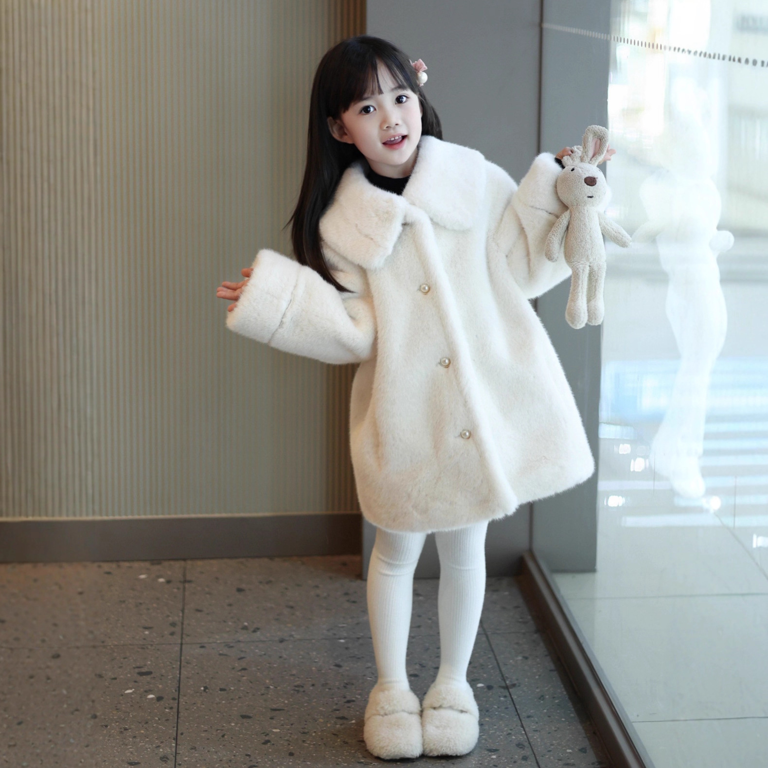 女童皮草外套中大儿童保暖加厚