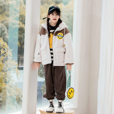 女童加厚羊羔毛外套秋冬新款