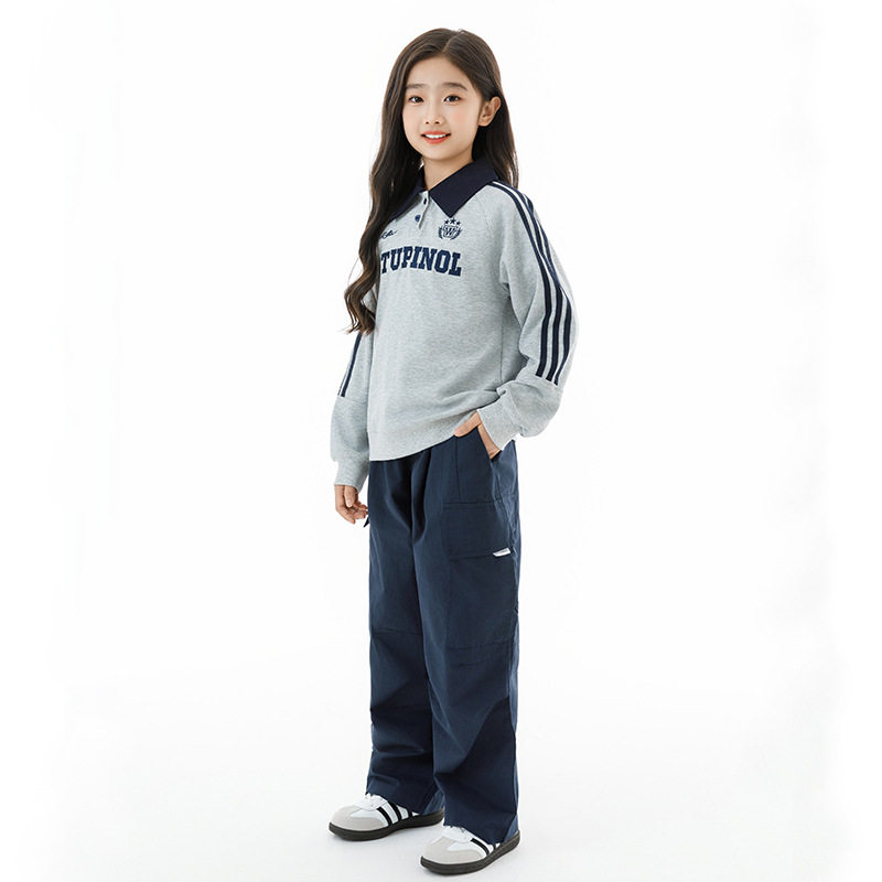 女童运动套装2026春装女孩美式工装裤时髦中大童卫衣卫裤两件套潮