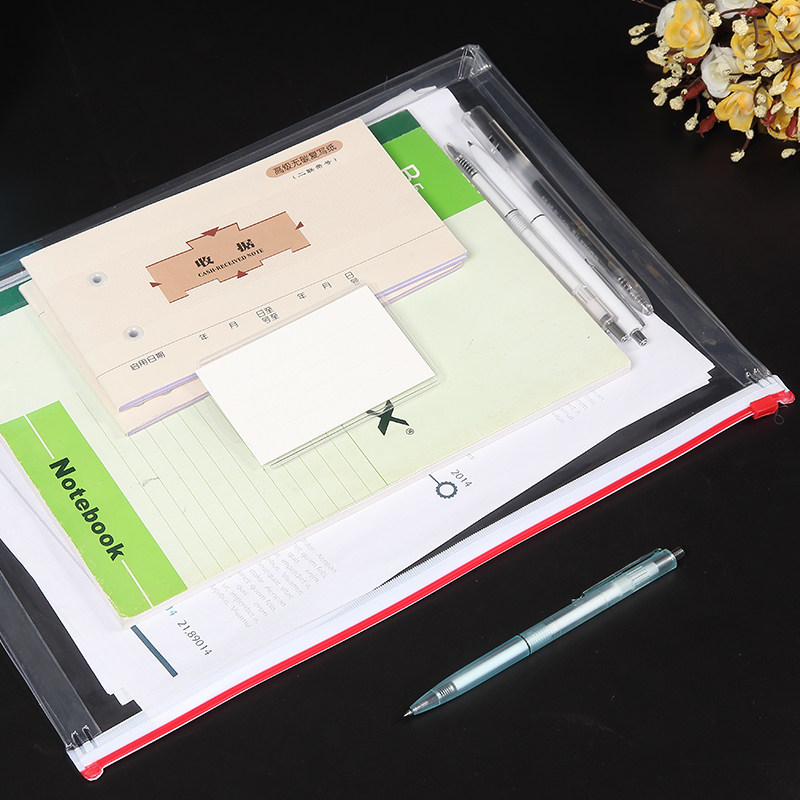 齐心文件袋透明拉链式a4加厚大容量资料袋防水票据发票档案拉边袋办公中高考文具收纳袋