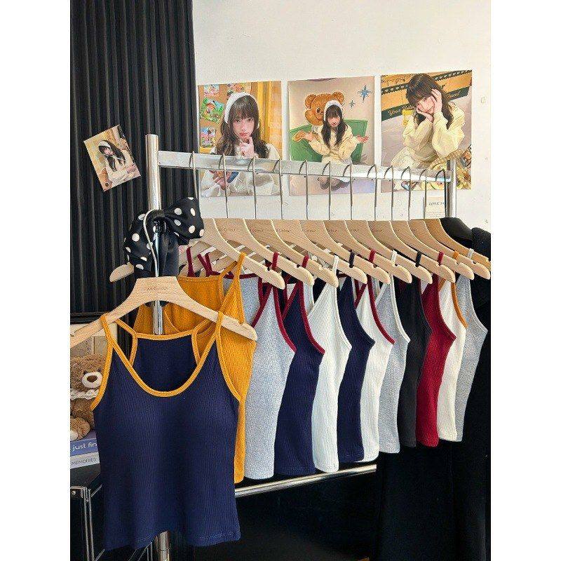 风撞女装带色拼接百搭辣妹吊带背心秋冬季性感显瘦上衣胸垫磨毛,女装/女士精品,抹胸,淘宝优惠券,粉丝福利购,淘宝优惠卷