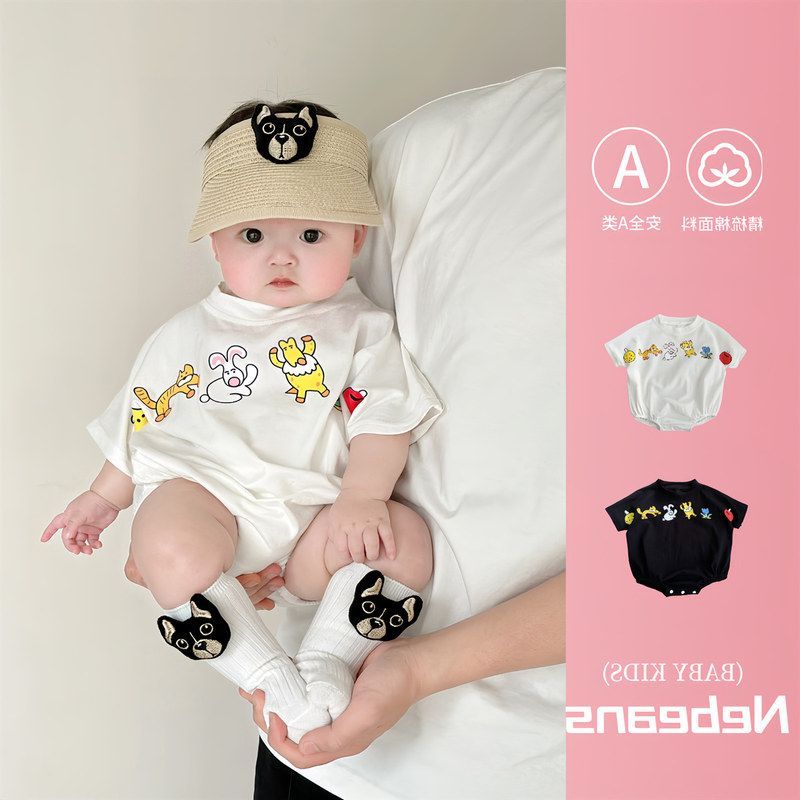 品牌婴幼儿棉女宝宝涂鸦nebe夏天