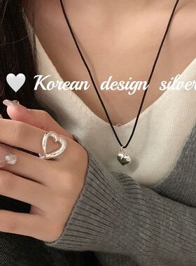 纯银指环S925重工可镂空女爱心