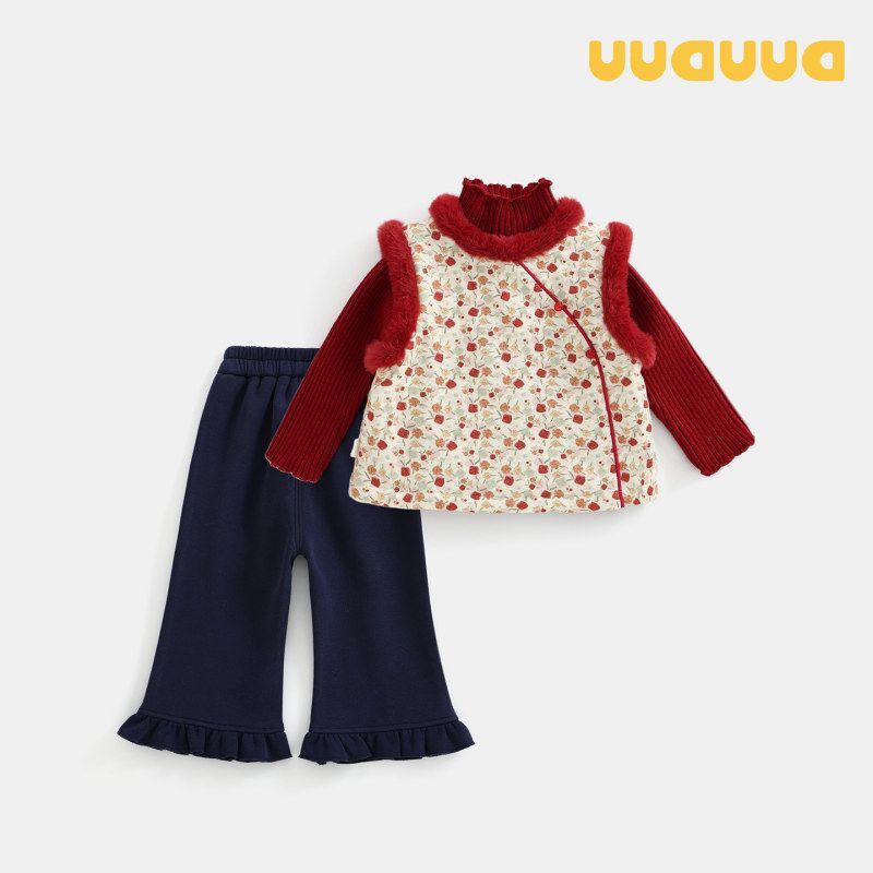 旗袍DU背心服儿童小宝宝拜年新款