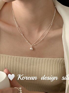 大门叠戴双层不规则东锁骨纯银