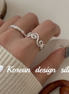 可卷曲开口设计叠指环戒指简约