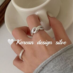 麻花S925戒指个性 简约设计感风戴ins大门东纯银饰品韩版女镂空叠