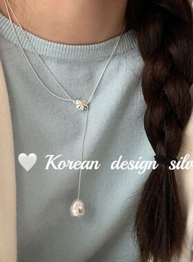 方形韩国珍珠S9252025纯银项链