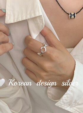 指环设计镂空菱形戴小众戒指S925