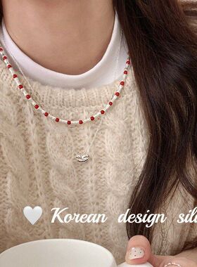 小众戴竹节叠锁骨韩国S925银饰