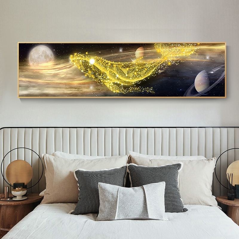 青少年卧室装饰画床头挂画鲸鱼男孩2022新款大气现代房间背景墙画