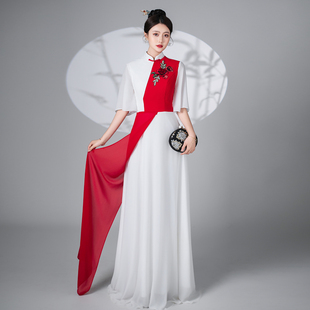 诗贝茉2025新款大合唱团演出服女长裙中国风民乐古筝二胡演奏服装