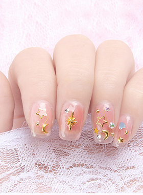 美甲饰品星月铆钉日系镂空指甲装饰合金镶钻网红爆款铜片组合饰品