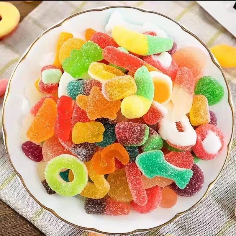 拌砂橡皮糖彩色软糖散装混合水果味凝胶糖果国产儿童零食