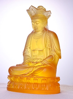 毗卢观音菩萨琉璃佛像坐像普陀山观世音观自在摆件家居供奉佛堂