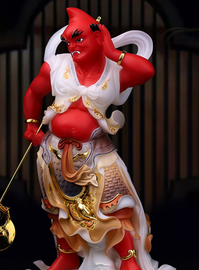 中式汉白玉妈祖娘娘造像天上圣母千里眼顺风耳护法摆件家用客厅