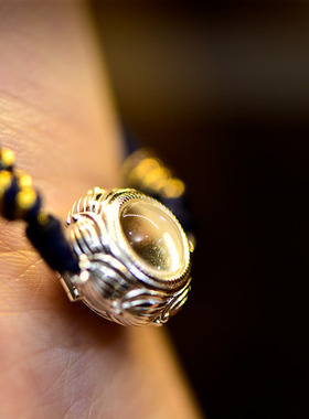 可打开莲花圆嘎乌盒手绳藏式S925银镀金红绳手链民族风手环配饰