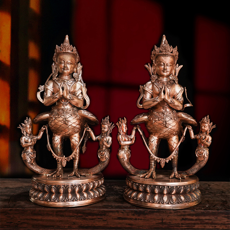 手工铜制紧那罗神女造像藏式尼泊尔风格家居玄关装饰艺术收藏品