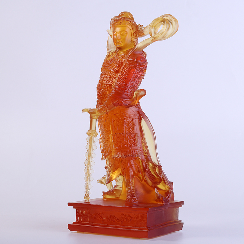 韦陀菩萨伽蓝护法像琉璃关公武圣造型家居书房装饰收藏工艺品摆件