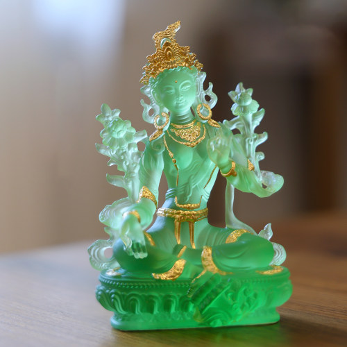 家居供奉琉璃佛像绿度母观音菩萨像二十一度母佛堂桌面供奉摆件