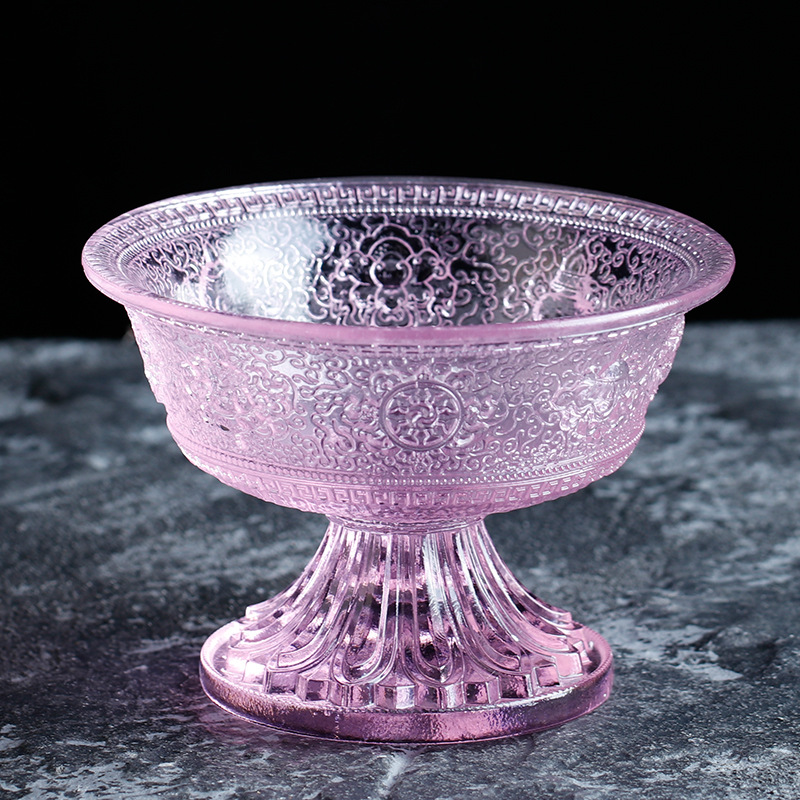 琉璃八吉祥供碗七彩供杯家居室内佛堂佛前净水杯酥油灯佛具摆件