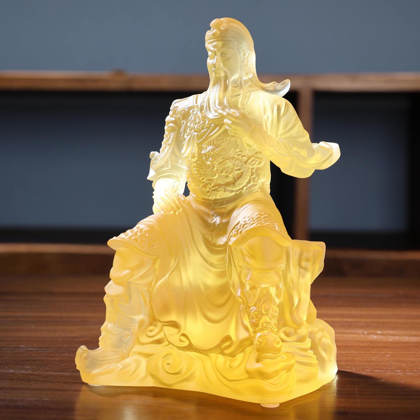 古法琉璃关云长武圣雕塑武财神像居家装饰摆件传统人物工艺摆件品