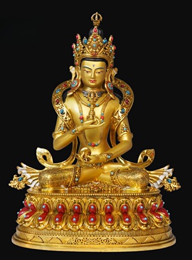 三漫陀尼泊尔西藏工艺半彩真金金刚萨埵藏传密宗黄铜手工錾刻像