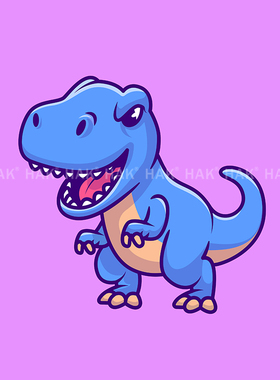 蓝色可爱奶凶霸王龙创意卡通车贴汽车防水防晒遮划痕简易装饰贴纸