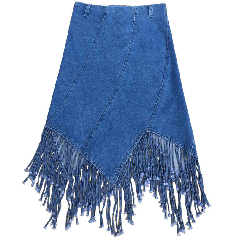 夏季新款不规则流苏牛仔裙半身裙中长款拼接女裙子鱼尾裙修身短裙|ruв категории движение/йога/фитнес/фанаты товаров, йога, йога одежды, 瑜伽短裙 - от Buy2taobao.com для оказания профессиональной услуги покупки агента Taobao