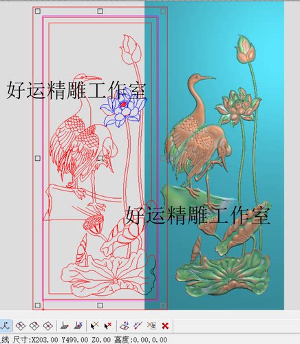 仙鹤靠背花鸟电脑雕刻图
