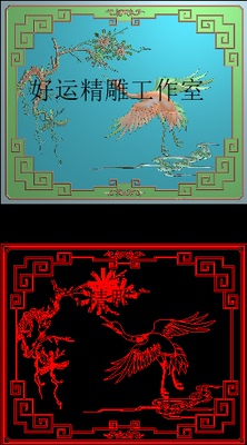 仙鹤靠背电脑雕刻图