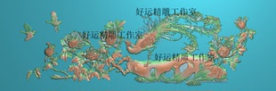 花鸟背板深雕精雕图牡丹凤凰花鸟浮雕图电脑雕刻图孔雀檀雕蝴蝶图