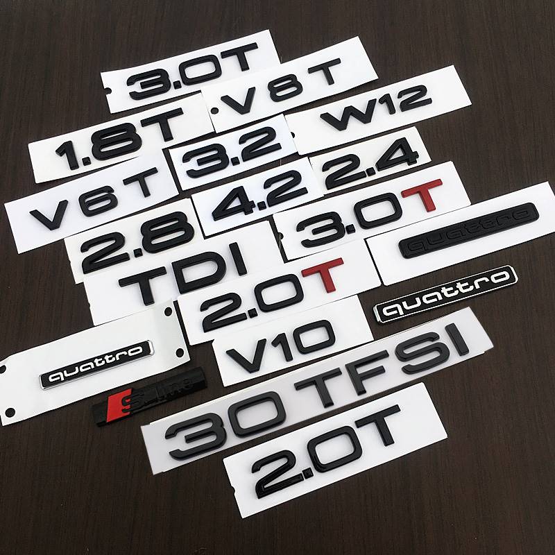 四驱侧标V8尾标1.8后2.4奥迪黑色3.0贴车标v6t适用sline黑标V10