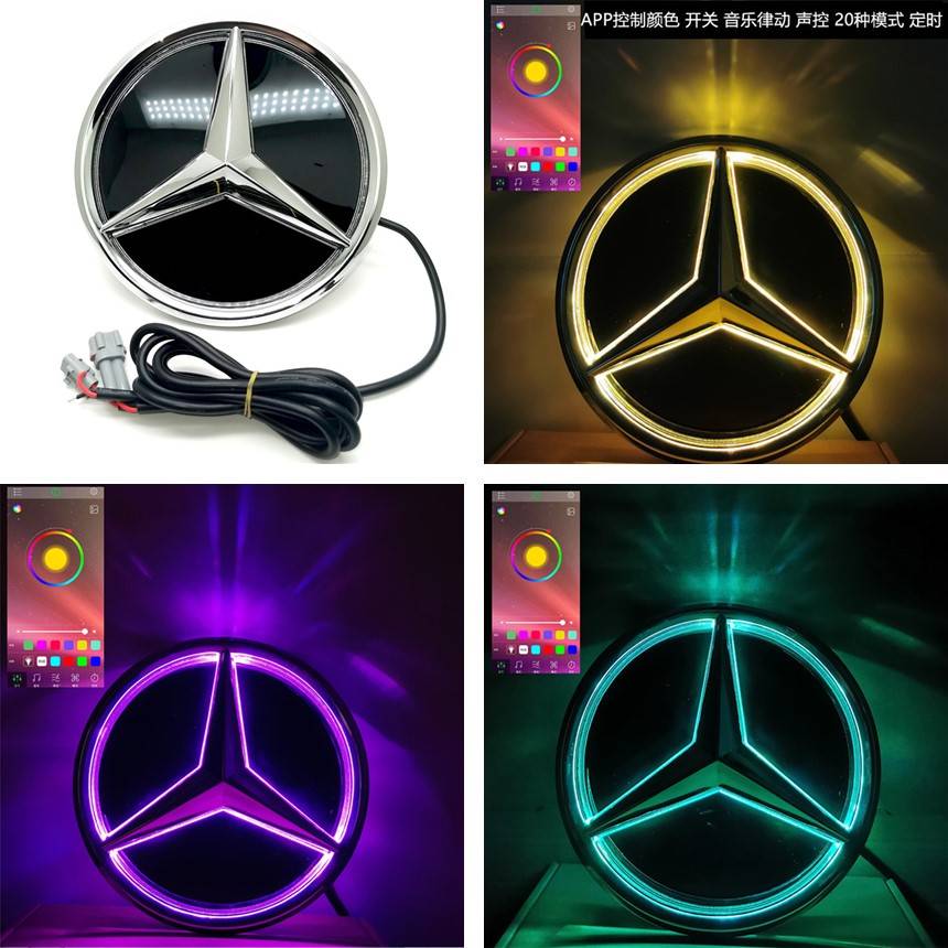 奔驰W215 R300 R350 R400 R500改装中网镜面发光大标带灯发光车标