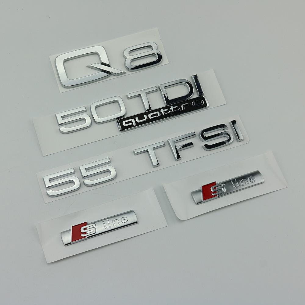 适用后标标字标车标四驱车贴排量于Q8sline尾标奥迪改装TDI55TFSI