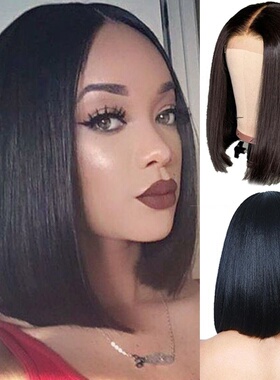 极速4X4 Closure Wig 150s% Pixie Short Straight Bob Cut Blunt