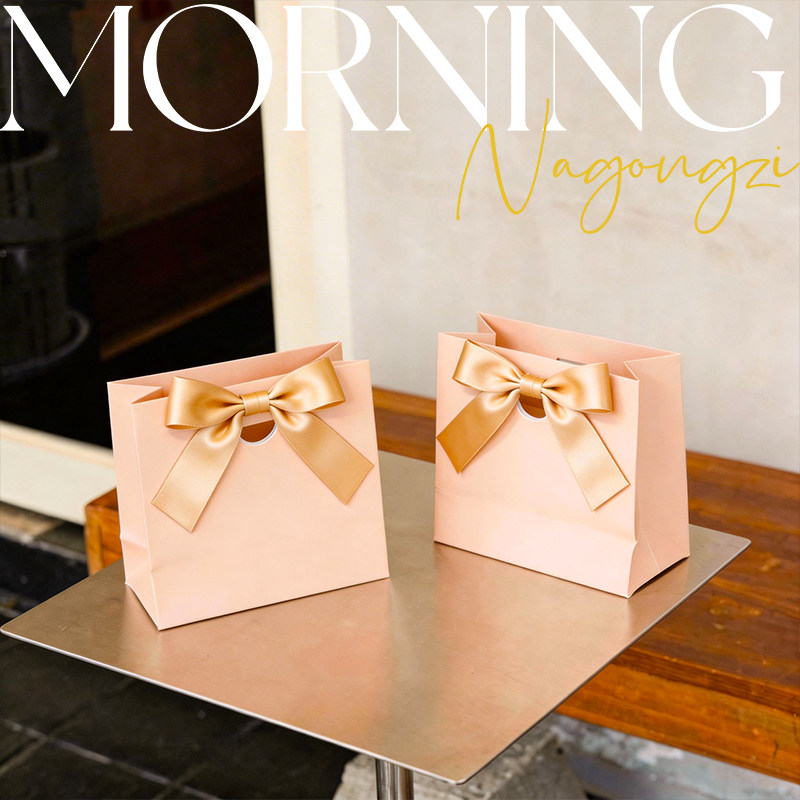 高端婚礼喜糖纸袋现货彩色蝴蝶结礼品袋白卡纸首饰袋喜糖袋logo