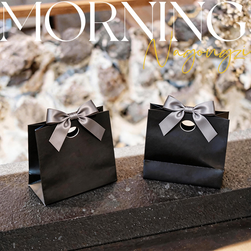 高端婚礼喜糖纸袋现货彩色蝴蝶结礼品袋白卡纸首饰袋喜糖袋logo