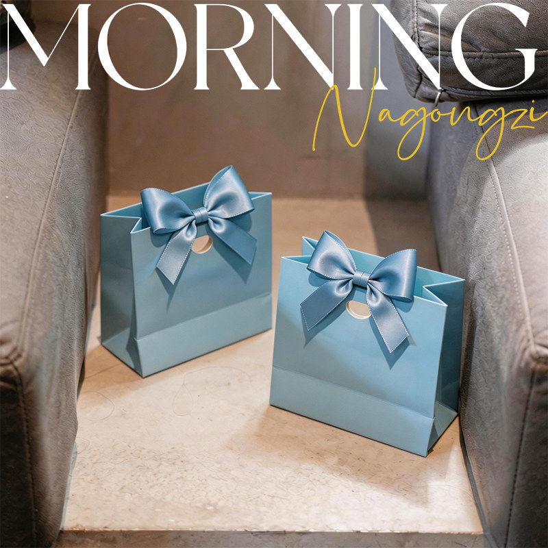 高端婚礼喜糖纸袋现货彩色蝴蝶结礼品袋白卡纸首饰袋喜糖袋logo