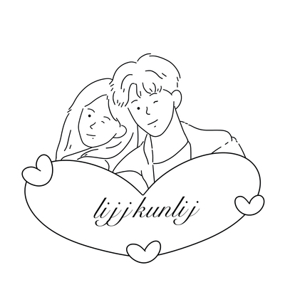 手绘头像定制卡通人物照片转漫画黑白线稿情侣真人代画设计简笔画